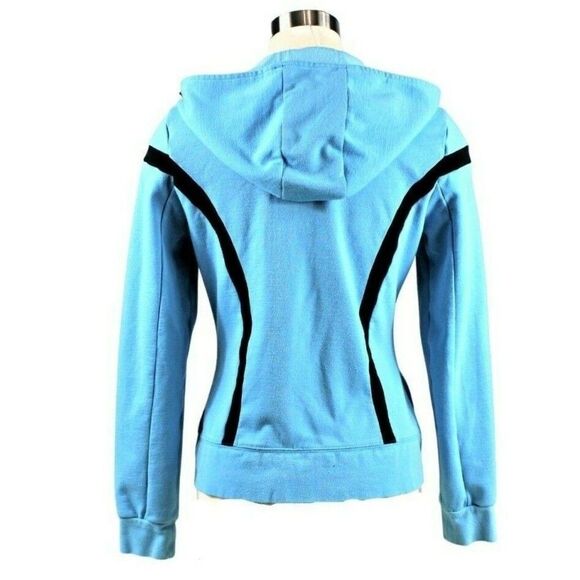 Jacket Hooded Athletic Full Zipper Front Side Zipper Pockets Blue Women’s Small - Picture 2 of 6